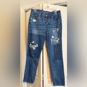 American Eagle TomGirl Ripped Button-fly Jeans